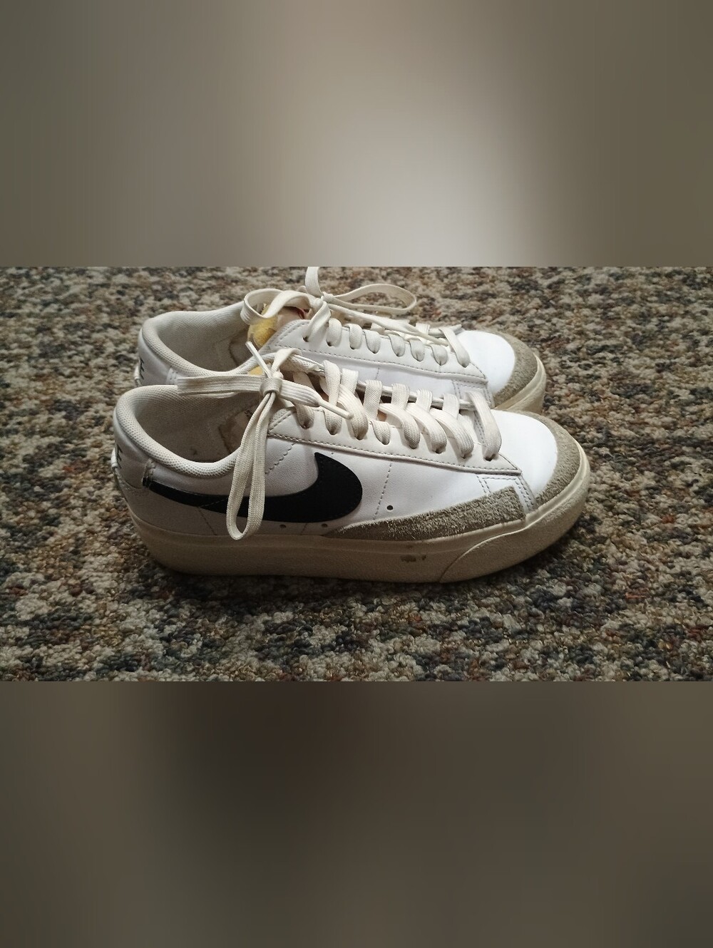 Nike Women's White Leather Low-Top Sneakers with Black Swoosh